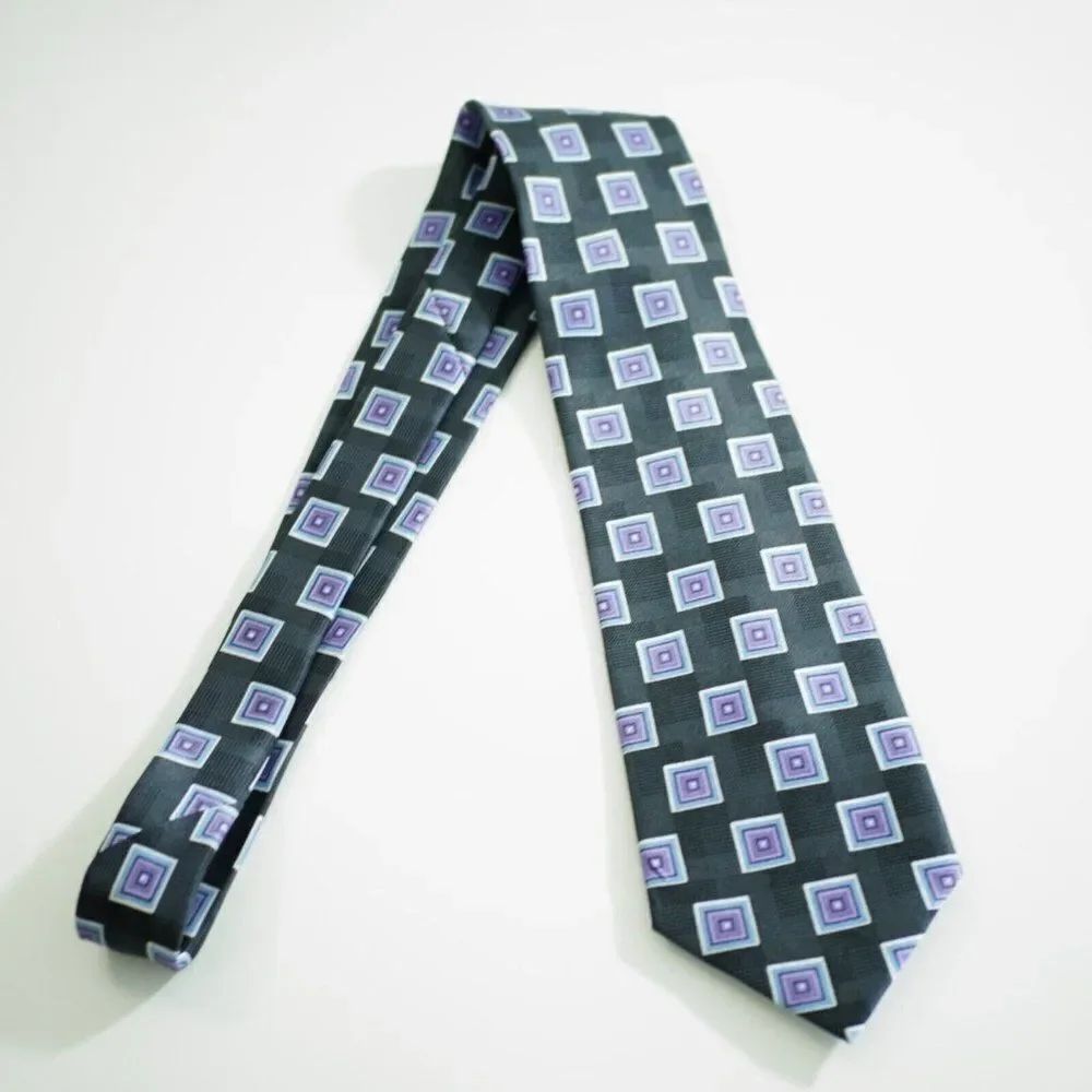 Stegg‎ Boy's Black Purple Geometric Print Silk Tie